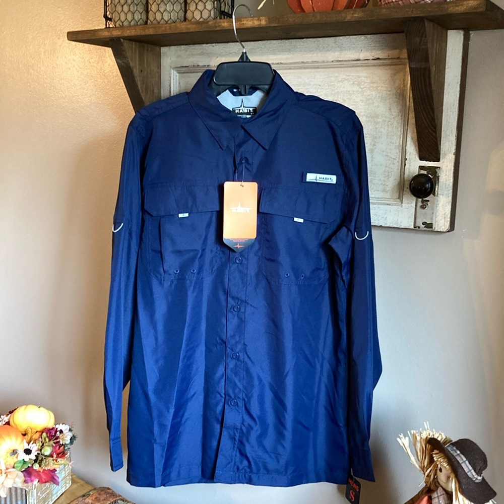 Habit Men’s Navy Long Sleeve Button Up Shirt